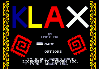 Klax (USA) Title Screen
